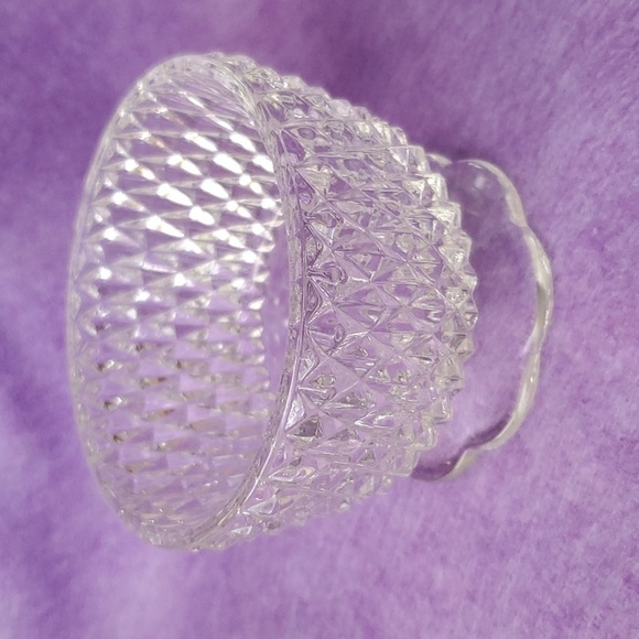 Vintage India Glass Diamond Point Clear Glass Sherbert Bowl w/ Scalloped Foot - Picture 3 of 5